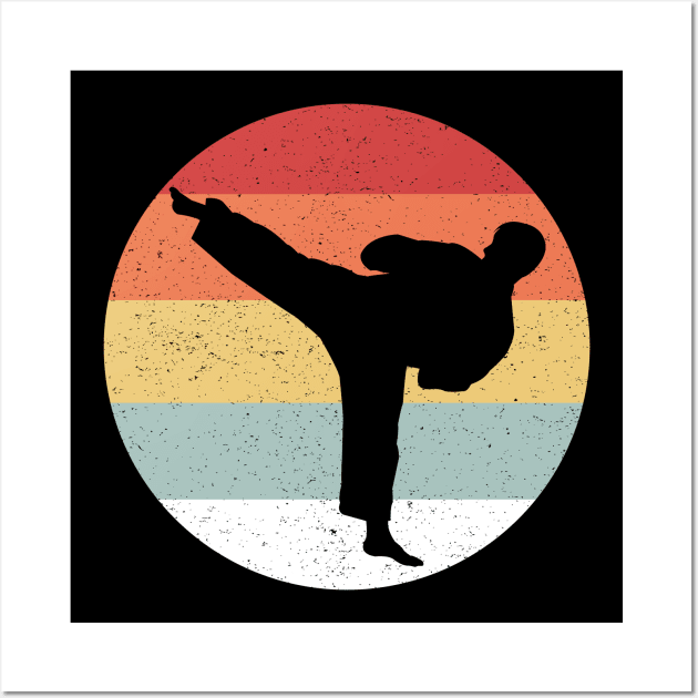 Karate Retro Vintage 70s 80s Silhouette Distressed Wall Art by juliannacarolann46203